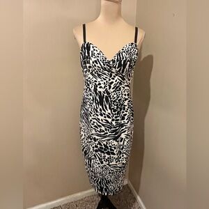Sergio Hudson x Target Black/Cream Animal Print Bustier Midi Dress, size 4X